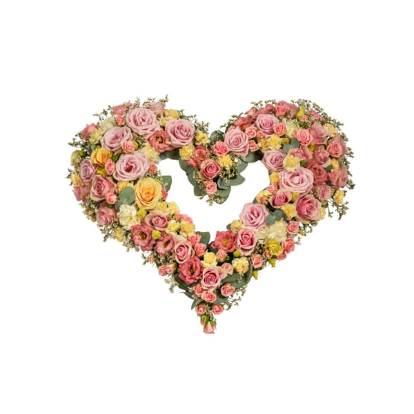 Funeral Heart Pastels w ribbon 248034