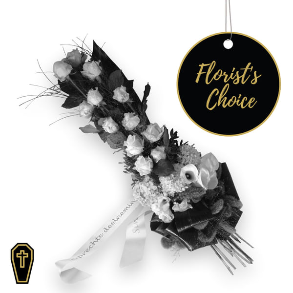 Funeral Sheaf with ribbon - Florist’s Choice