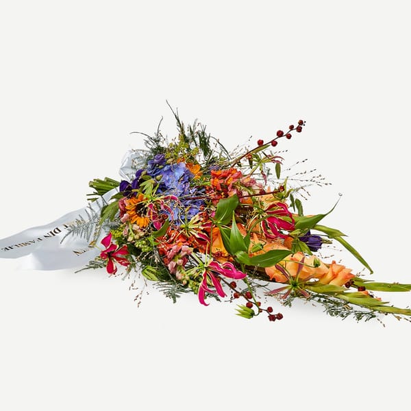 Funeral Spray with ribbon - a colorful farewell
