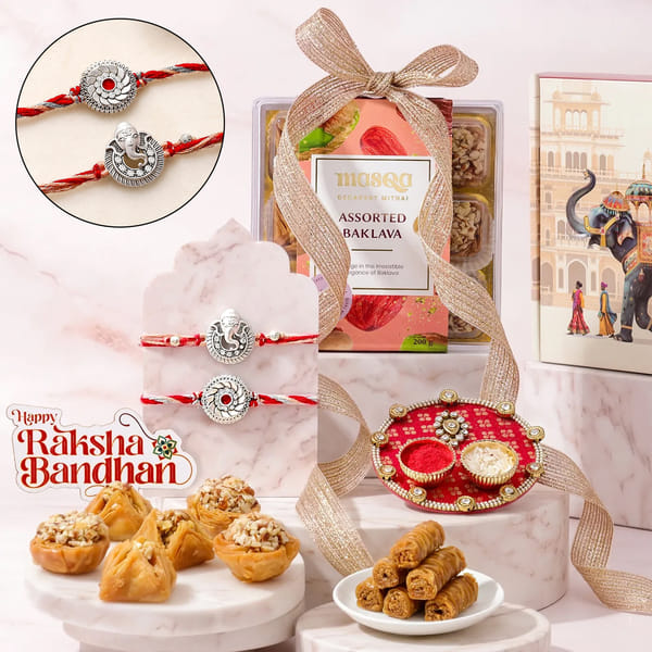 Ganesh Divine Rakhi and Sweets Hamper