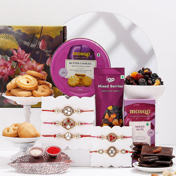 Grand Ties-Kundan Meenakari Rakhi Hamper