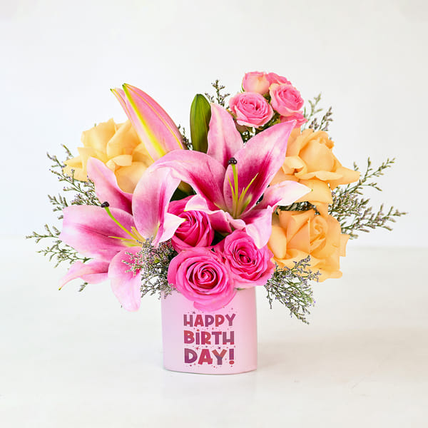Happy Birthday Elegant Blooms Mug Arrangment