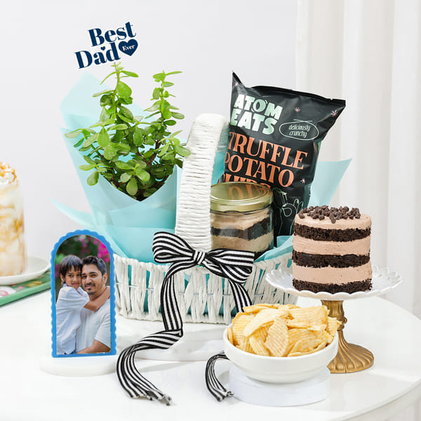 Personalized Father's Day Plant & Treats Gift Basket