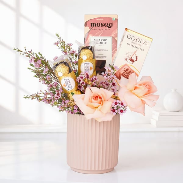 Petal Kissed Chocolate Indulgence Hamper with 4 Chocolates