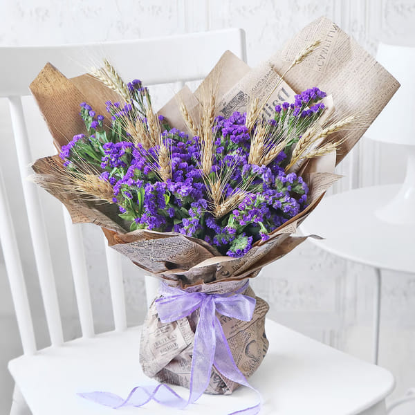 Rustic Purple Static Handtied Bouquet