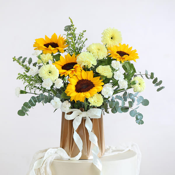 Sunlit Sunflower and Carnation Arrangement