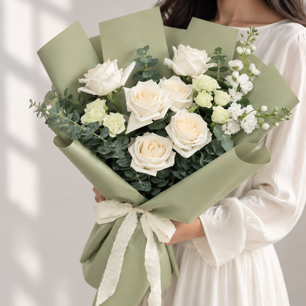 Whispers of Ivory and Sage Bouquet
