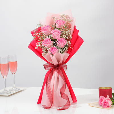 Clad In Pink Bunch: Order Flowers Online | Interflora India | HD1153936