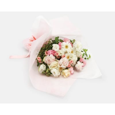 Mothers Day white and pink hand-tied bou...