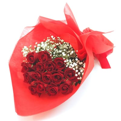 Red roses with white fillers: Order Flowers Online | Interflora India | ID1378618