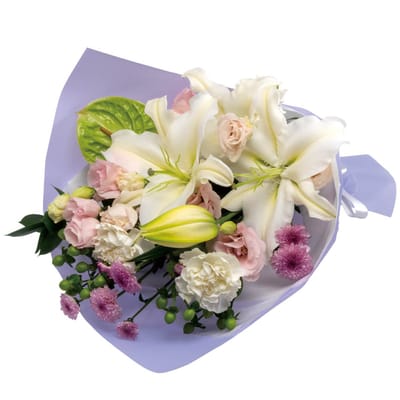 Sympathy bouquet in white with some pastel colors: Order Flowers Online | Interflora India | ID1353480