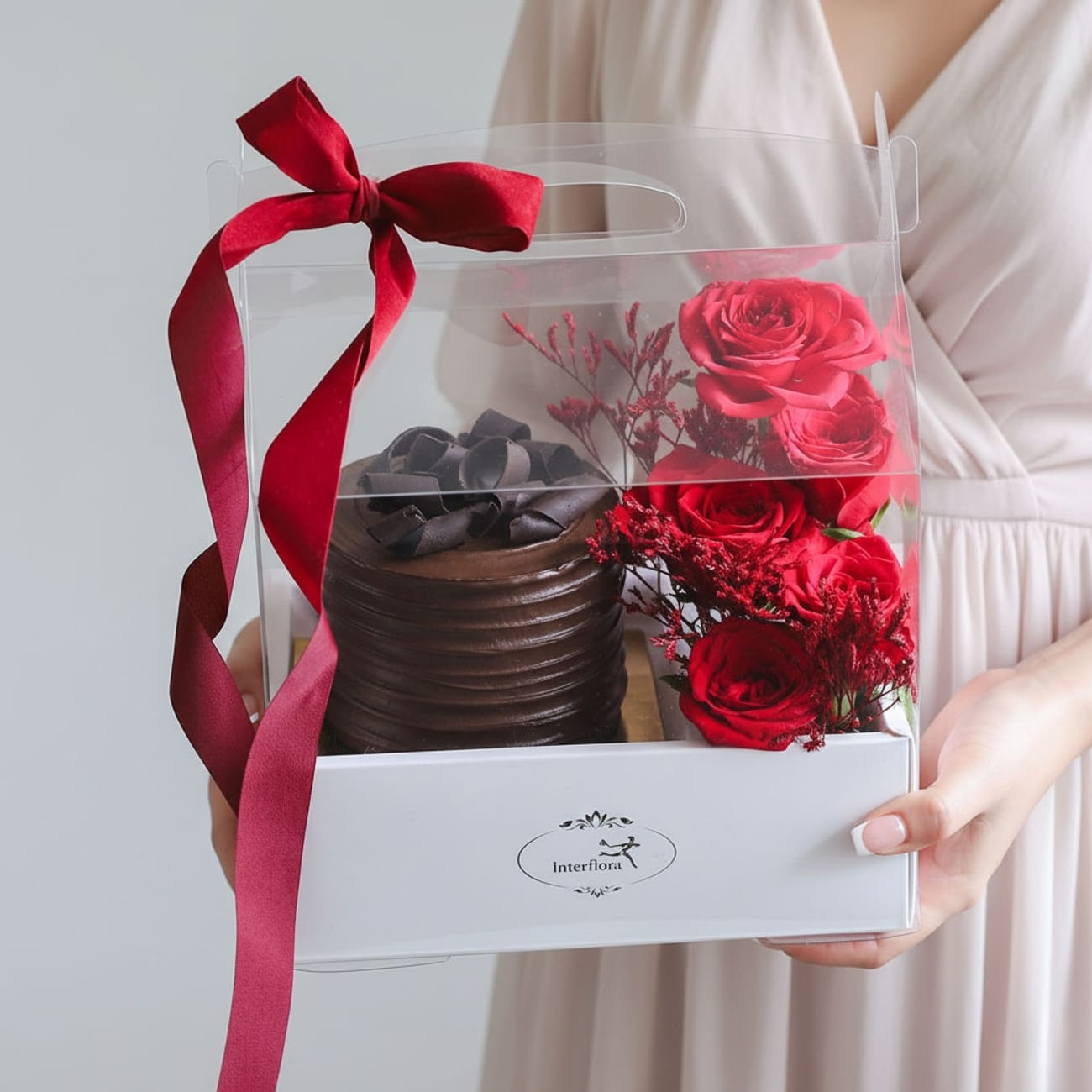 Eternal Red Roses Hamper with Bento Cake (300g)