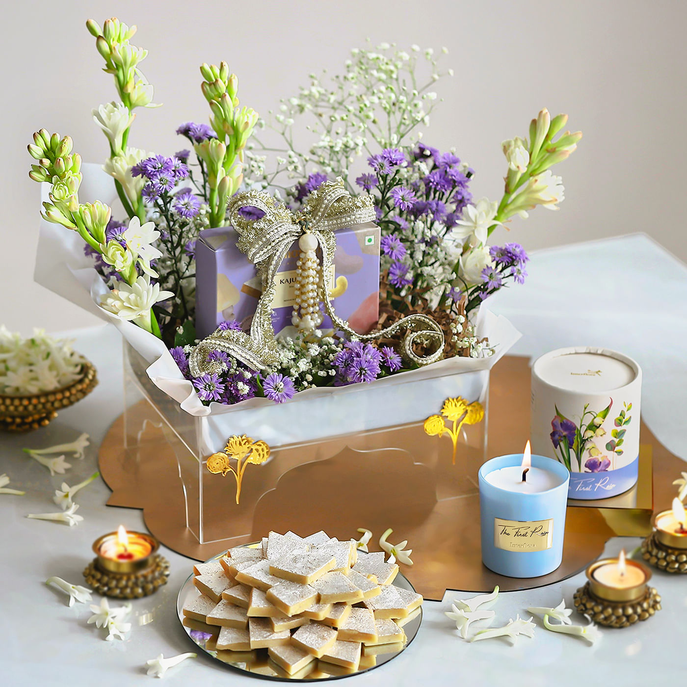 Diwali hamper with candle